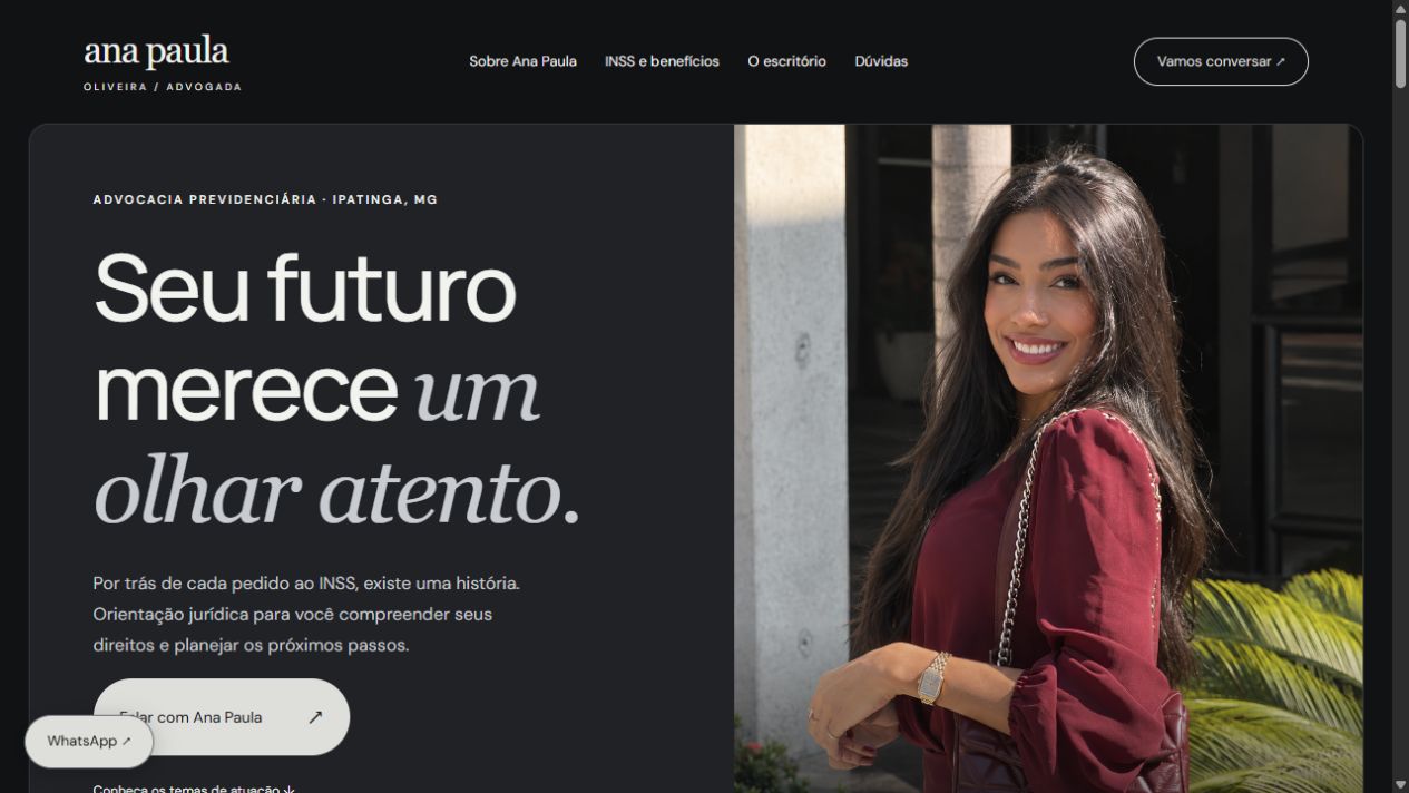 Página inicial do site de Ana Paula Oliveira