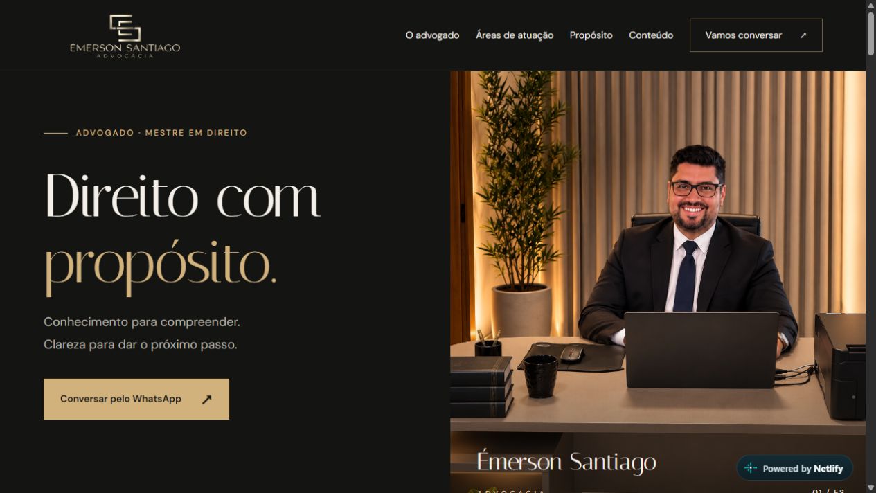 Página inicial do site de Émerson Santiago