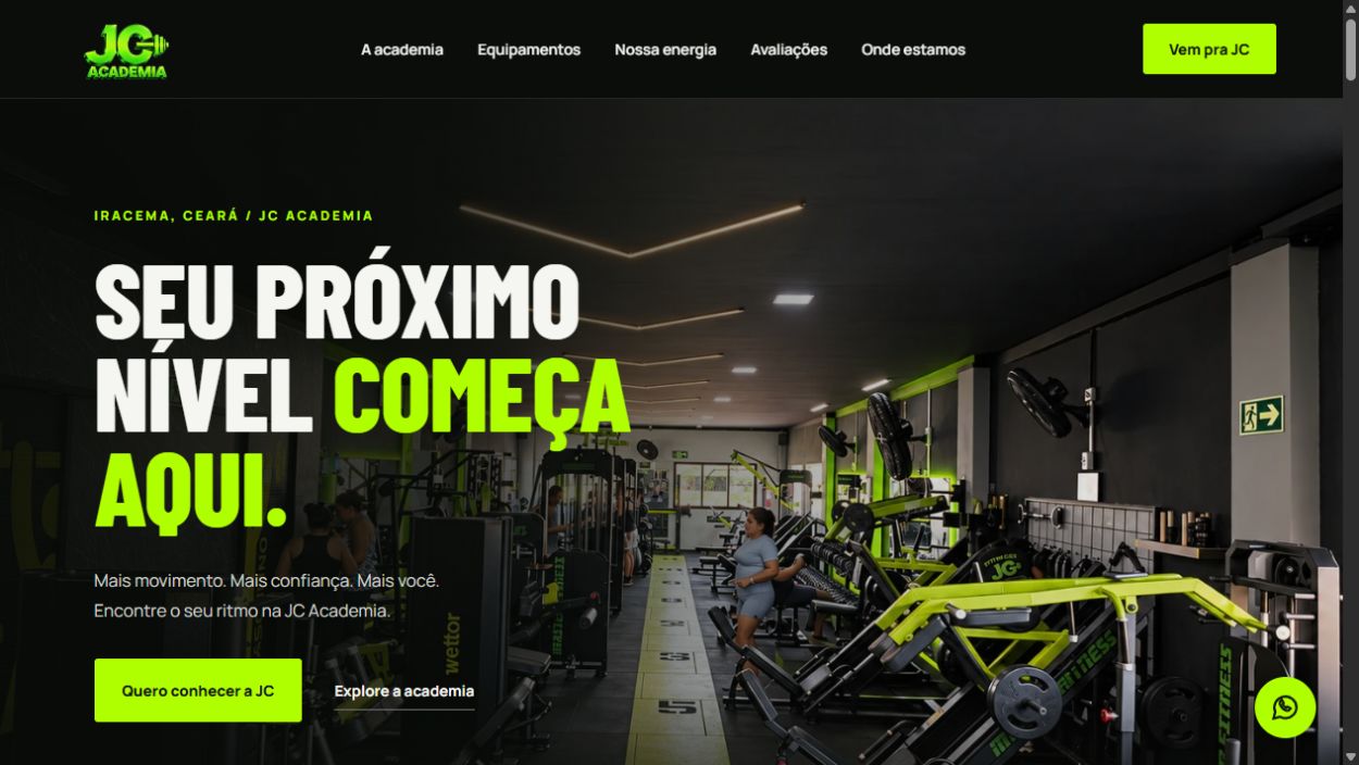 Página inicial do site JC Academia