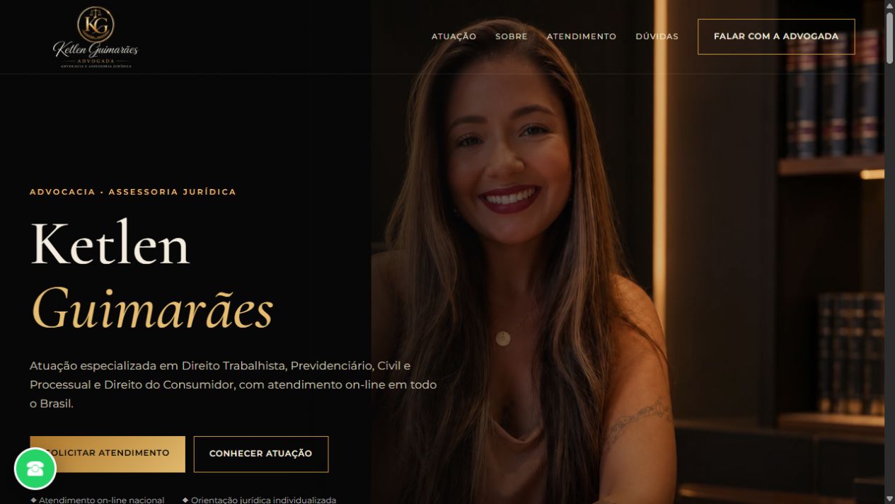 Página inicial do site de Ketlen Guimarães